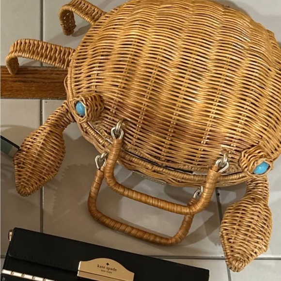 Kate Spade Brown Crab Wicker Bag - Picture 5 of 6